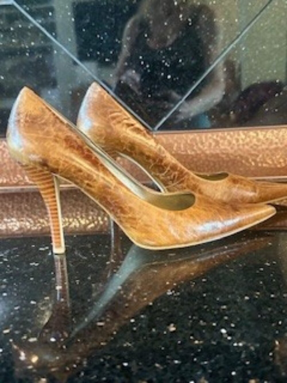 Nine West Textured Brown Heels Women’s Size 7